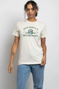 Women Daisy Street T-Shirts-Relaxed T-Shirt with Make A Better Place Print