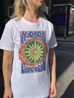 Women Daisy Street T-Shirts-Relaxed T-Shirt with Aurora Print