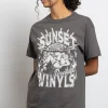 Women Daisy Street T-Shirts-Relaxed T-Shirt with Sunset Vinyls Print