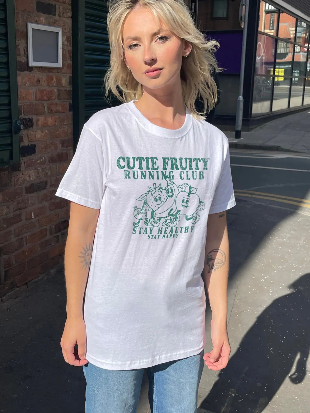 Women Daisy Street T-Shirts-Relaxed T-Shirt with Cutie Fruity Print