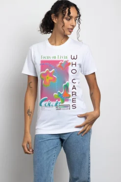 Women Daisy Street T-Shirts-Relaxed T-Shirt with Living Life Print