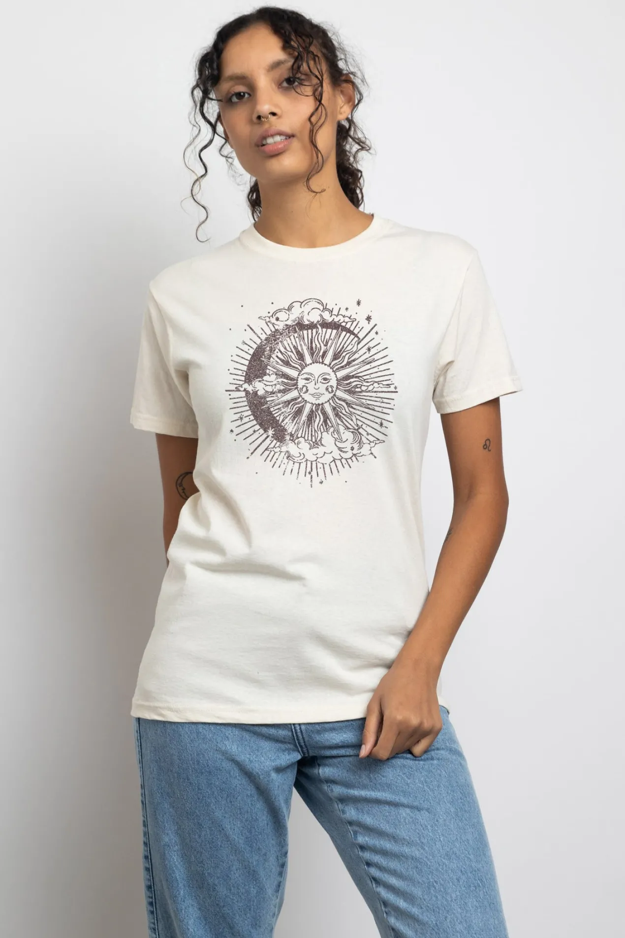 Women Daisy Street T-Shirts-Relaxed T-Shirt with Venice Sun and Moon Graphic