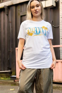 Women Daisy Street Tops | T-Shirts-Relaxed T-Shirt with Nirvana All Apologies Print