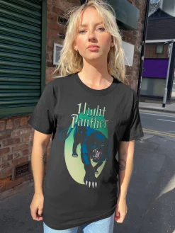 Women Daisy Street T-Shirts-Relaxed T-Shirt with Night Panther Print