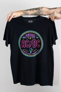 Women Daisy Street Band Tees | T-Shirts-Relaxed T-Shirt with Neon AC/DC Print