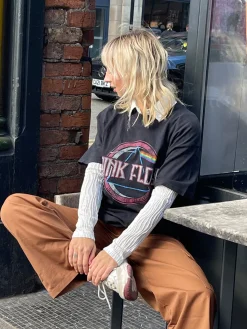 Women Daisy Street Band Tees | T-Shirts-Relaxed T-Shirt with Pink Floyd Print