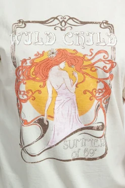 Women Daisy Street T-Shirts-Relaxed T-Shirt with Wild Child Print