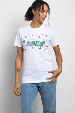 Women Daisy Street T-Shirts-Relaxed T-Shirt with Someday Print