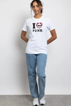 Women Daisy Street T-Shirts-Relaxed T-Shirt with I Love Punk Print