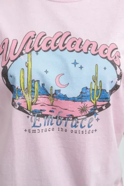 Women Daisy Street T-Shirts-Relaxed T-Shirt with Wildlands Print