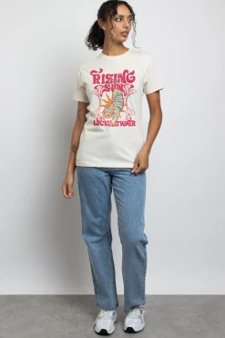 Women Daisy Street T-Shirts-Relaxed T-Shirt with Lucky Tiger Print