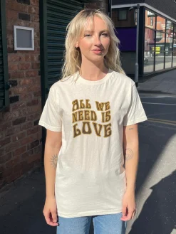 Women Daisy Street T-Shirts-Relaxed T-Shirt with All We Need Is Love Graphic