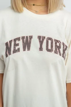 Women Daisy Street T-Shirts-Relaxed T-Shirt with New York Distressed Graphic