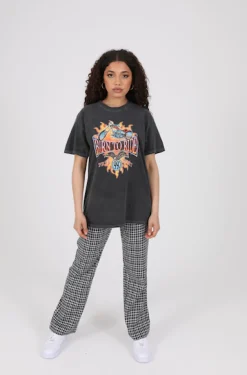 Women Daisy Street T-Shirts-Relaxed T-Shirt with Born to Ride Bike Print