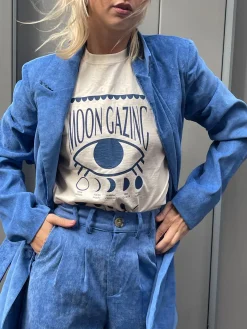 Women Daisy Street T-Shirts-Relaxed T-Shirt with Moon Gazing Print