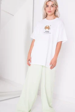 Women Daisy Street T-Shirts-Relaxed T-Shirt with Cancer Print