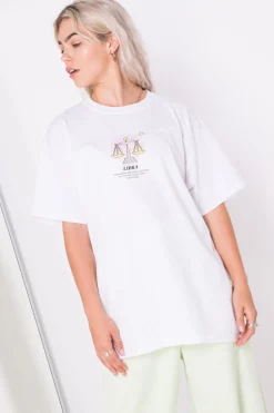 Women Daisy Street T-Shirts-Relaxed T-Shirt with Libra Print