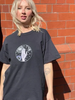 Women Daisy Street T-Shirts-Relaxed T-Shirt with Palmistry Print