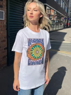 Women Daisy Street T-Shirts-Relaxed T-Shirt with Aurora Print