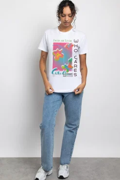 Women Daisy Street T-Shirts-Relaxed T-Shirt with Living Life Print