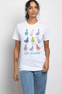 Women Daisy Street T-Shirts-Relaxed T-Shirt with Get Ducked Print