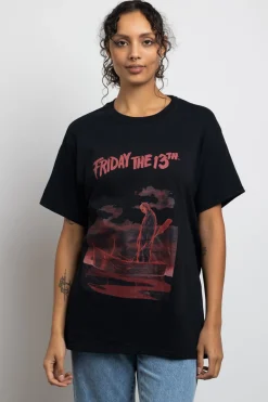 Women Daisy Street Tops | T-Shirts-Relaxed T-Shirt with Friday The 13th Graphic