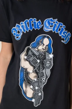 Women Daisy Street Band Tees-Relaxed T-Shirt with Billie Eilish Print