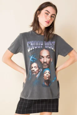 Women Daisy Street Band Tees | T-Shirts-Relaxed T-Shirt with Snoop Dogg Print
