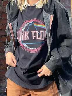 Women Daisy Street Band Tees | T-Shirts-Relaxed T-Shirt with Pink Floyd Print