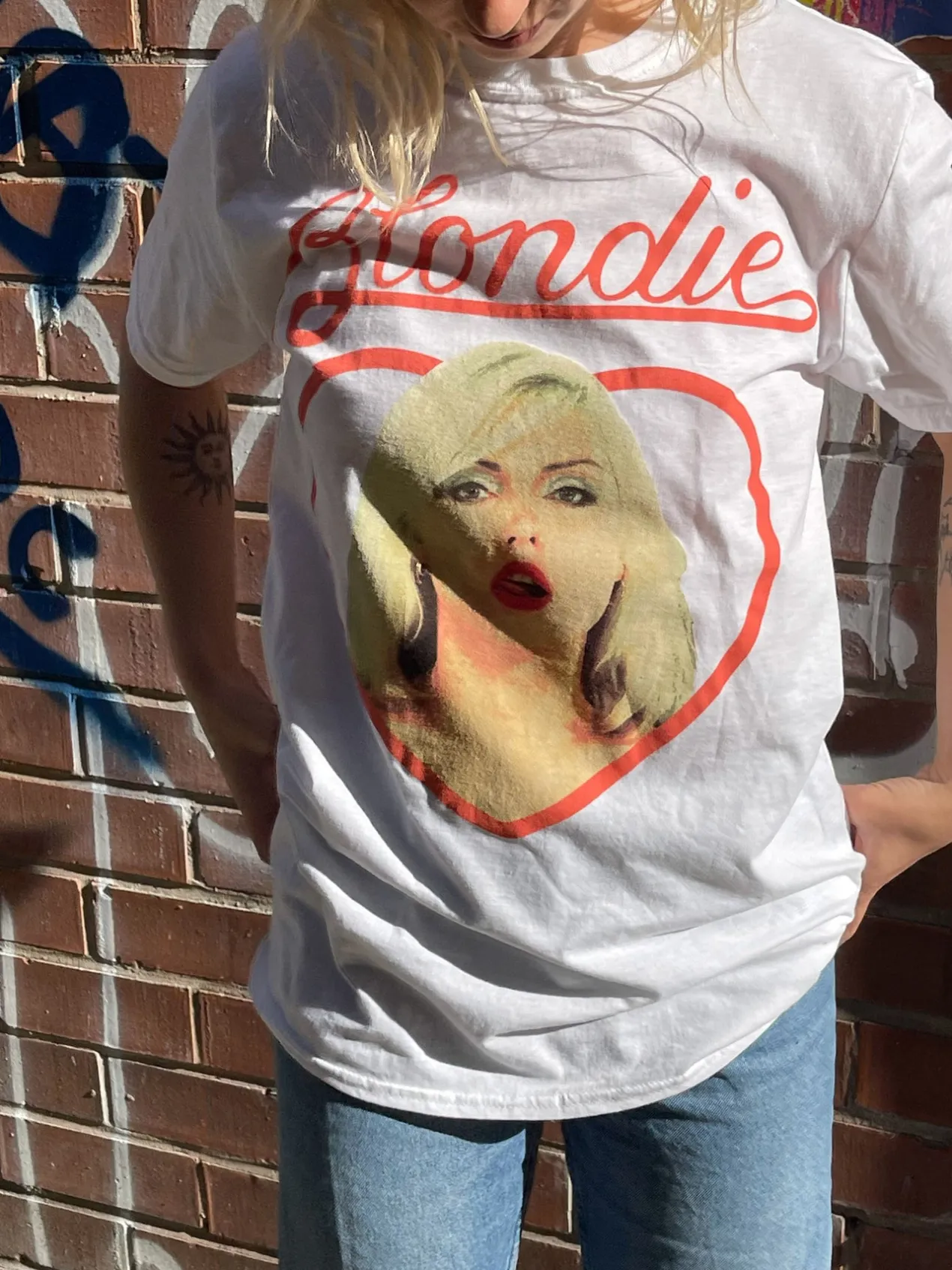 Women Daisy Street Band Tees | T-Shirts-Relaxed T-Shirt with Blondie Heart Print