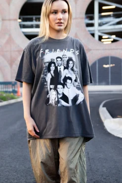 Women Daisy Street T-Shirts-Relaxed T-Shirt with Friends Print