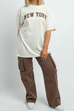 Women Daisy Street T-Shirts-Relaxed T-Shirt with New York Distressed Graphic