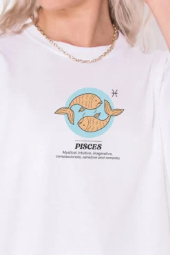 Women Daisy Street T-Shirts-Relaxed T-Shirt with Pisces Print