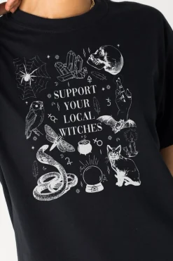 Women Daisy Street T-Shirts-Relaxed T-Shirt with Halloween Witches Print