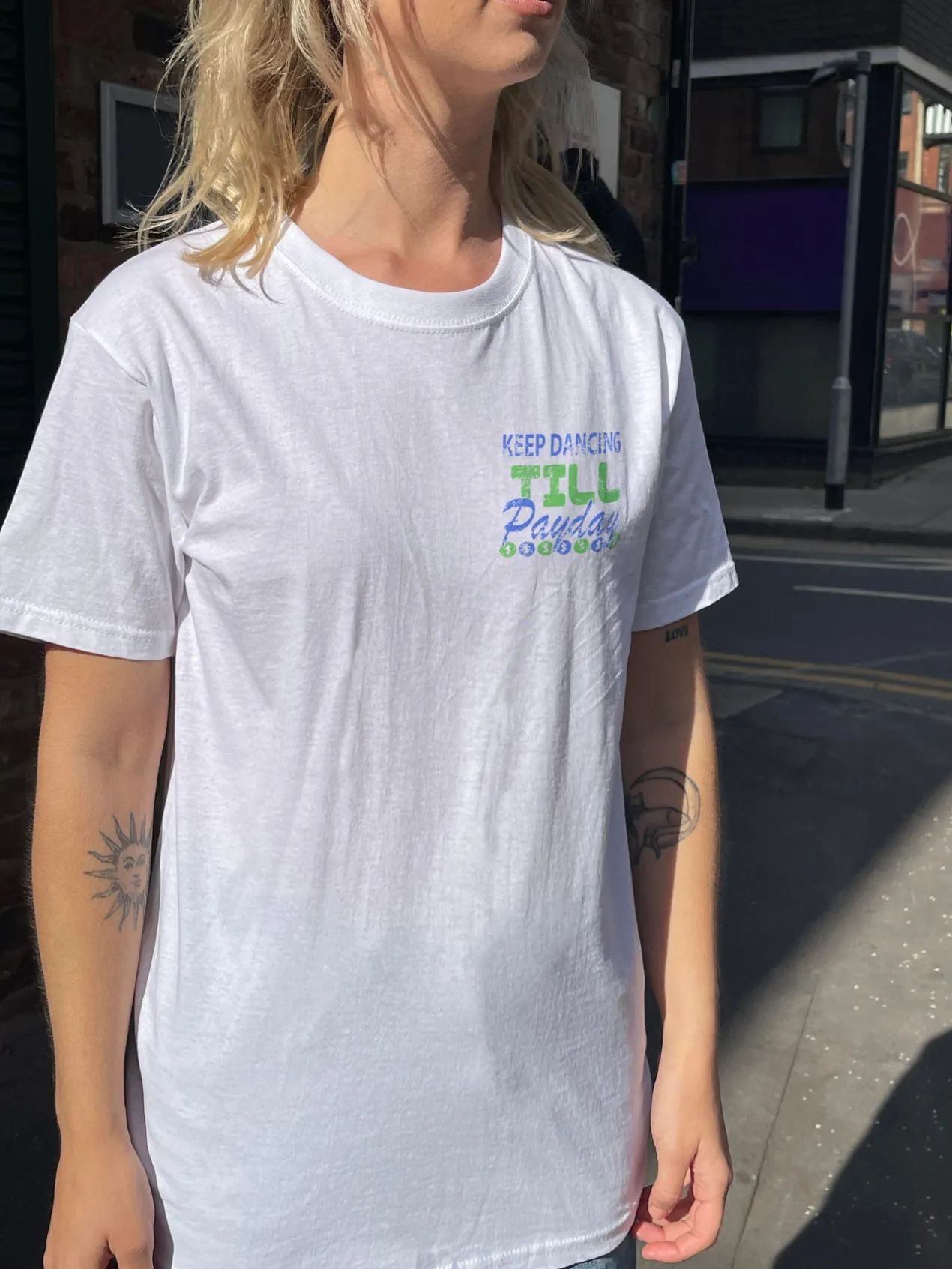 Women Daisy Street T-Shirts-Relaxed T-Shirt with Dancing Till Payday Print