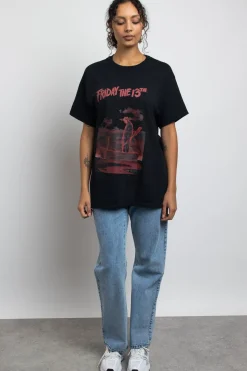 Women Daisy Street Tops | T-Shirts-Relaxed T-Shirt with Friday The 13th Graphic