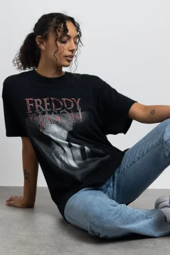 Women Daisy Street Tops | T-Shirts-Relaxed T-Shirt with Freddy Vs Jason Graphic