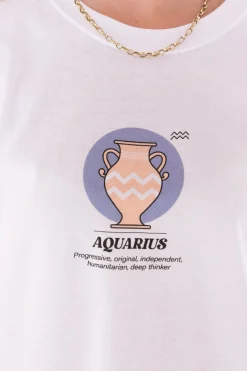 Women Daisy Street T-Shirts-Relaxed T-Shirt with Aquarius Print
