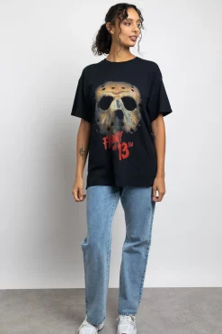 Women Daisy Street T-Shirts | Tops-Relaxed T-Shirt with Friday The 13th Mask Graphic