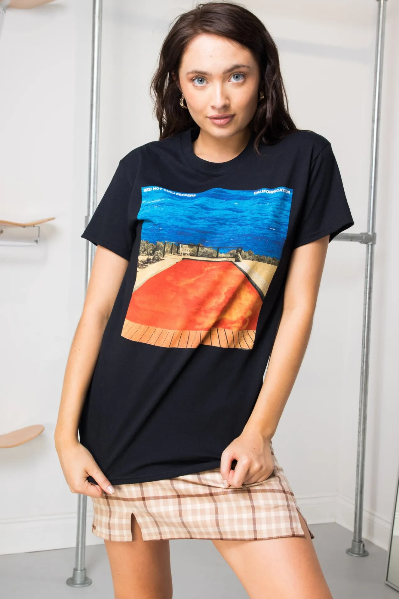 Women Daisy Street Band Tees | T-Shirts-Relaxed T-Shirt with Red Hot Chili Peppers Print