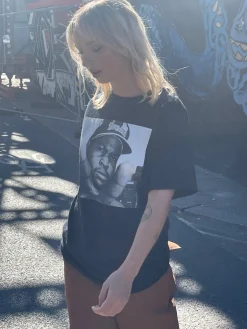 Women Daisy Street Band Tees-Relaxed T-Shirt with Ice Cube Print