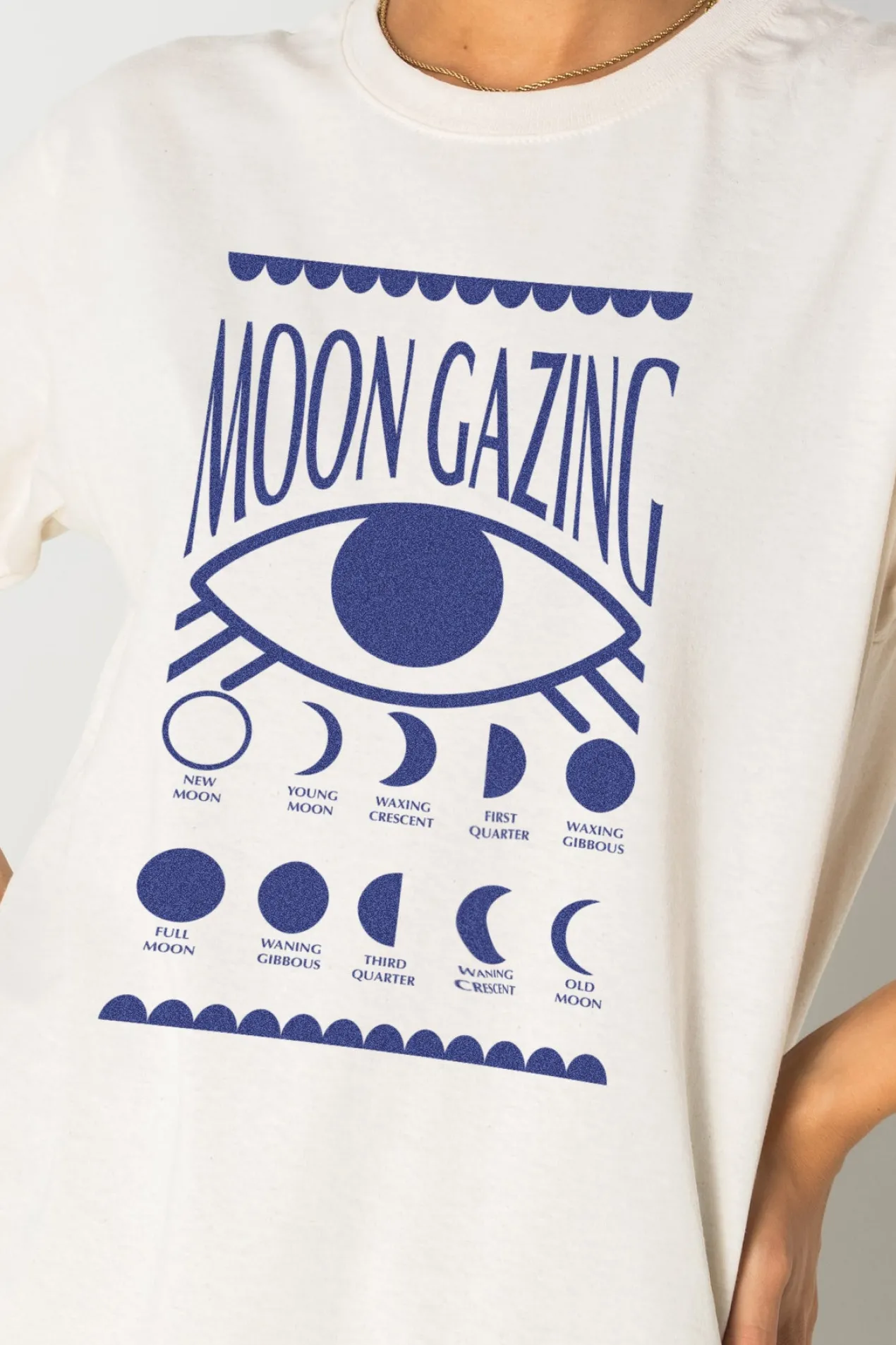 Women Daisy Street T-Shirts-Relaxed T-Shirt with Moon Gazing Print