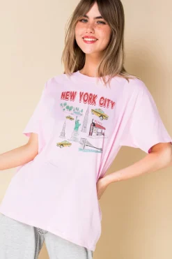 Women Daisy Street T-Shirts-Relaxed T-Shirt with New York Print