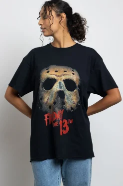 Women Daisy Street T-Shirts | Tops-Relaxed T-Shirt with Friday The 13th Mask Graphic