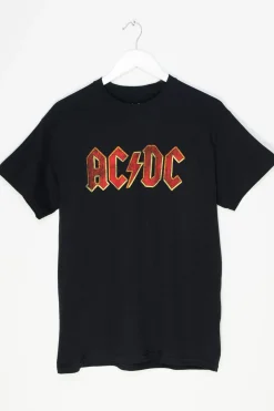 Women Daisy Street Band Tees | T-Shirts-Relaxed T-Shirt with AC/DC Logo Print