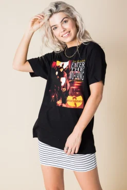 Women Daisy Street Band Tees | T-Shirts-Relaxed T-Shirt with Wu-Tang Clan Print