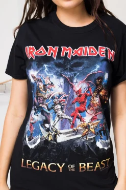 Women Daisy Street Band Tees-Relaxed T-Shirt with Iron Maiden Print