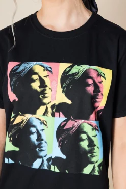 Women Daisy Street Band Tees | T-Shirts-Relaxed T-Shirt with Tupac Print
