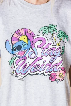 Women Daisy Street T-Shirts-Relaxed T-Shirt with Lilo and Stitch Stay Weird Print