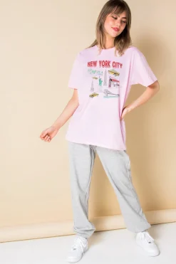 Women Daisy Street T-Shirts-Relaxed T-Shirt with New York Print